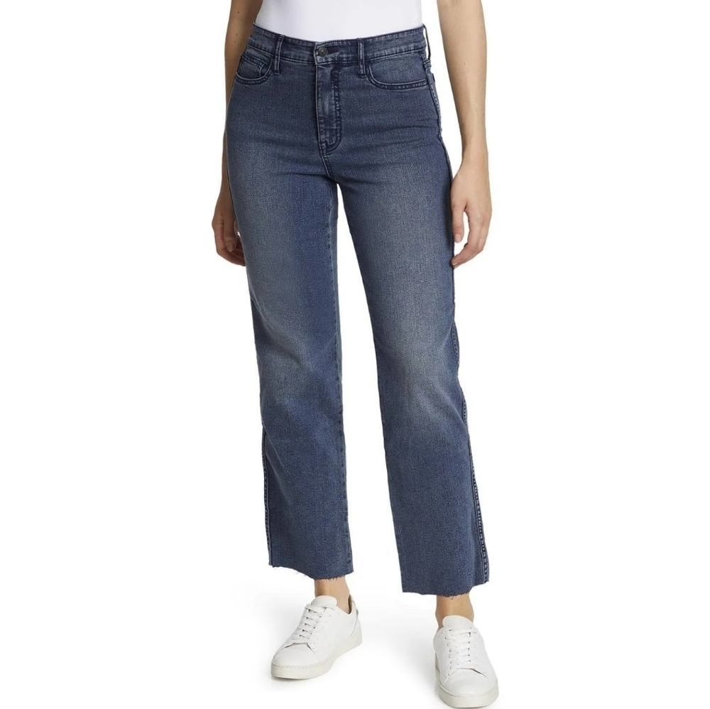 Social Standard by Sanctuary Dark Wash High Rise Cropped Straight Leg Jeans 6 - Picture 16 of 16